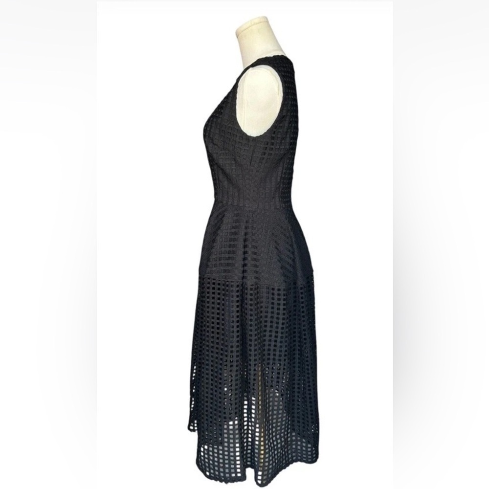 Nicholas Black Grid Lace Deep V Ball Midi Dress Size US 4 - Picture 12 of 13